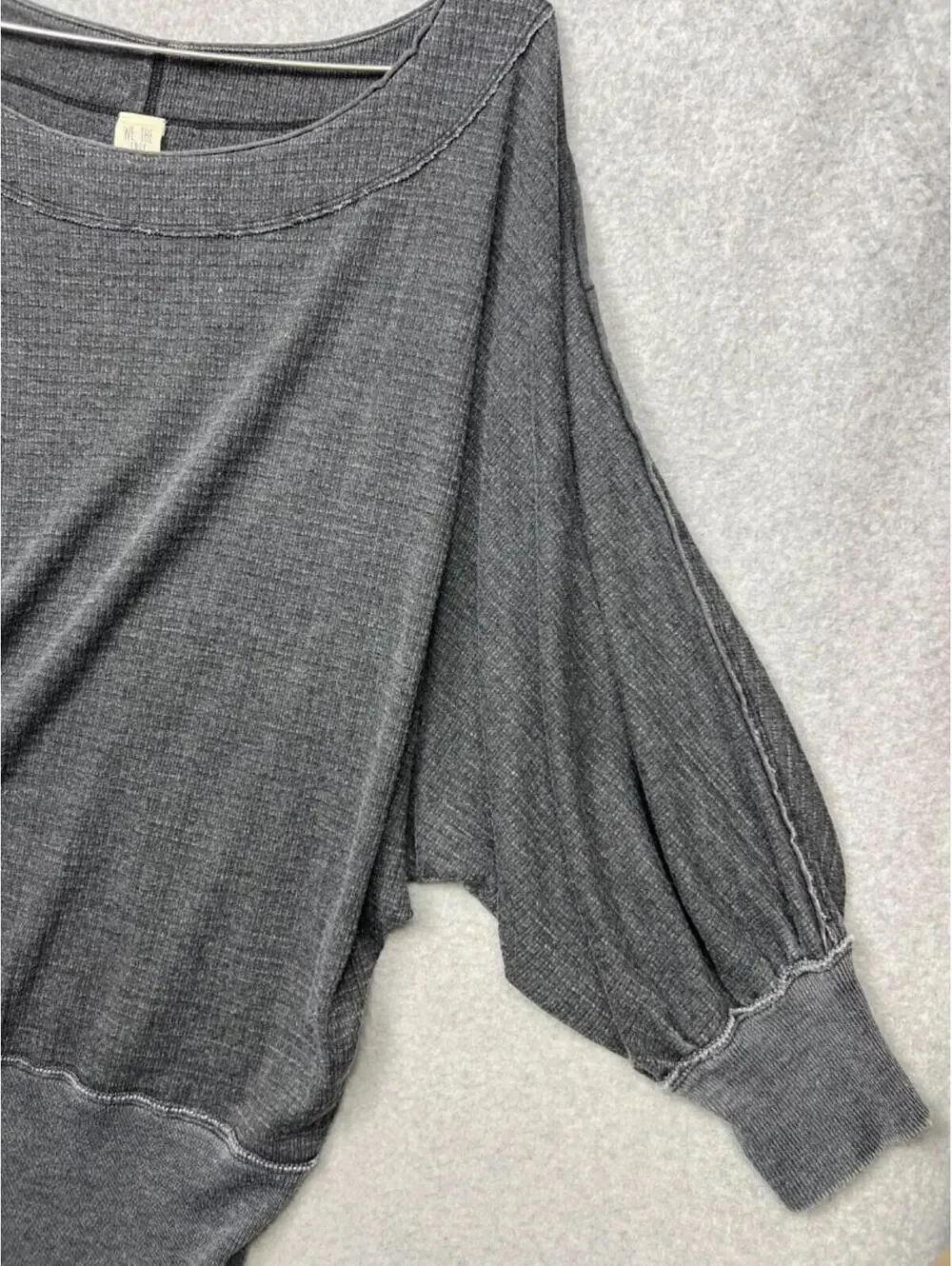 Free People Willow Thermal Sweater Womens Size S Gray Dolman Sleeves Oversized